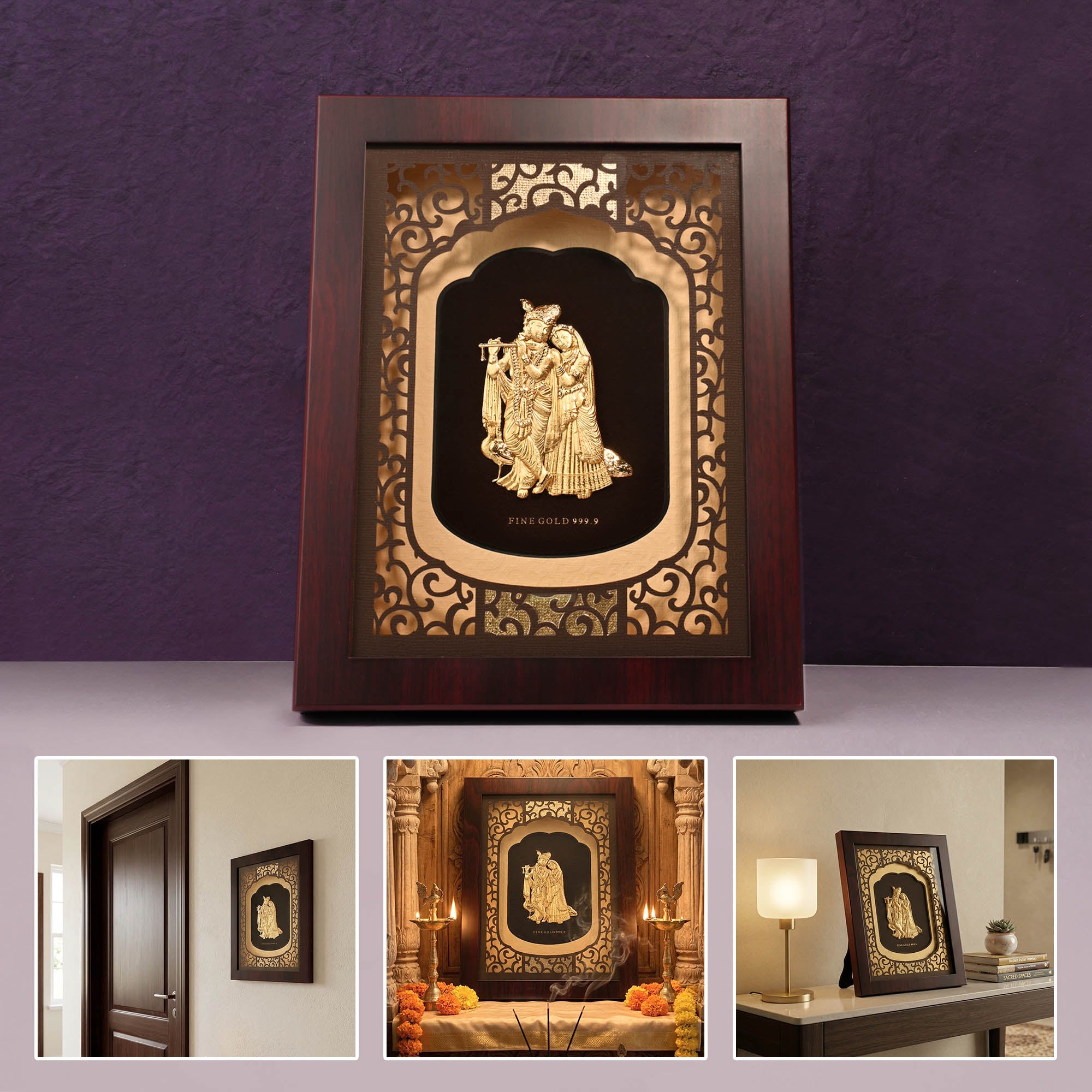 24k Gold Foil Radha Krishna Frame