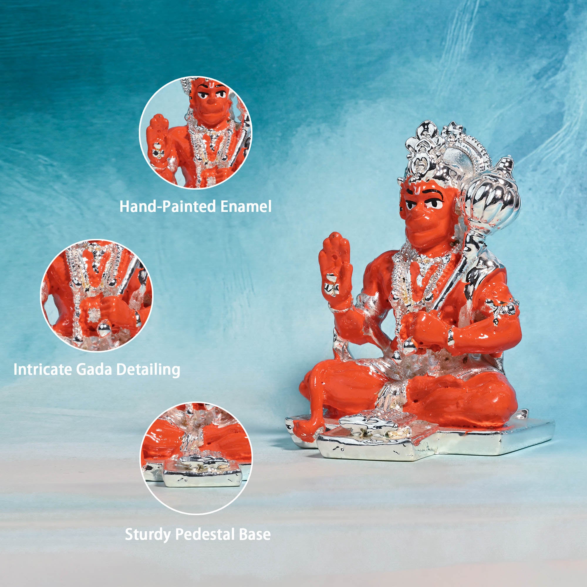 999 Silver Plated Hanuman Idol