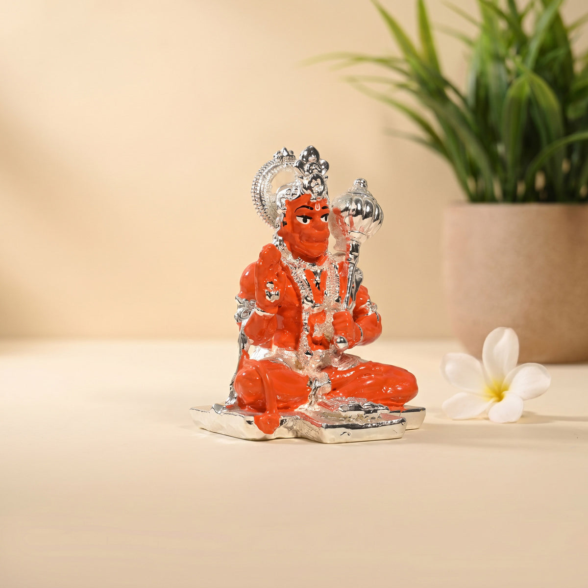 999 Silver Plated Hanuman Idol