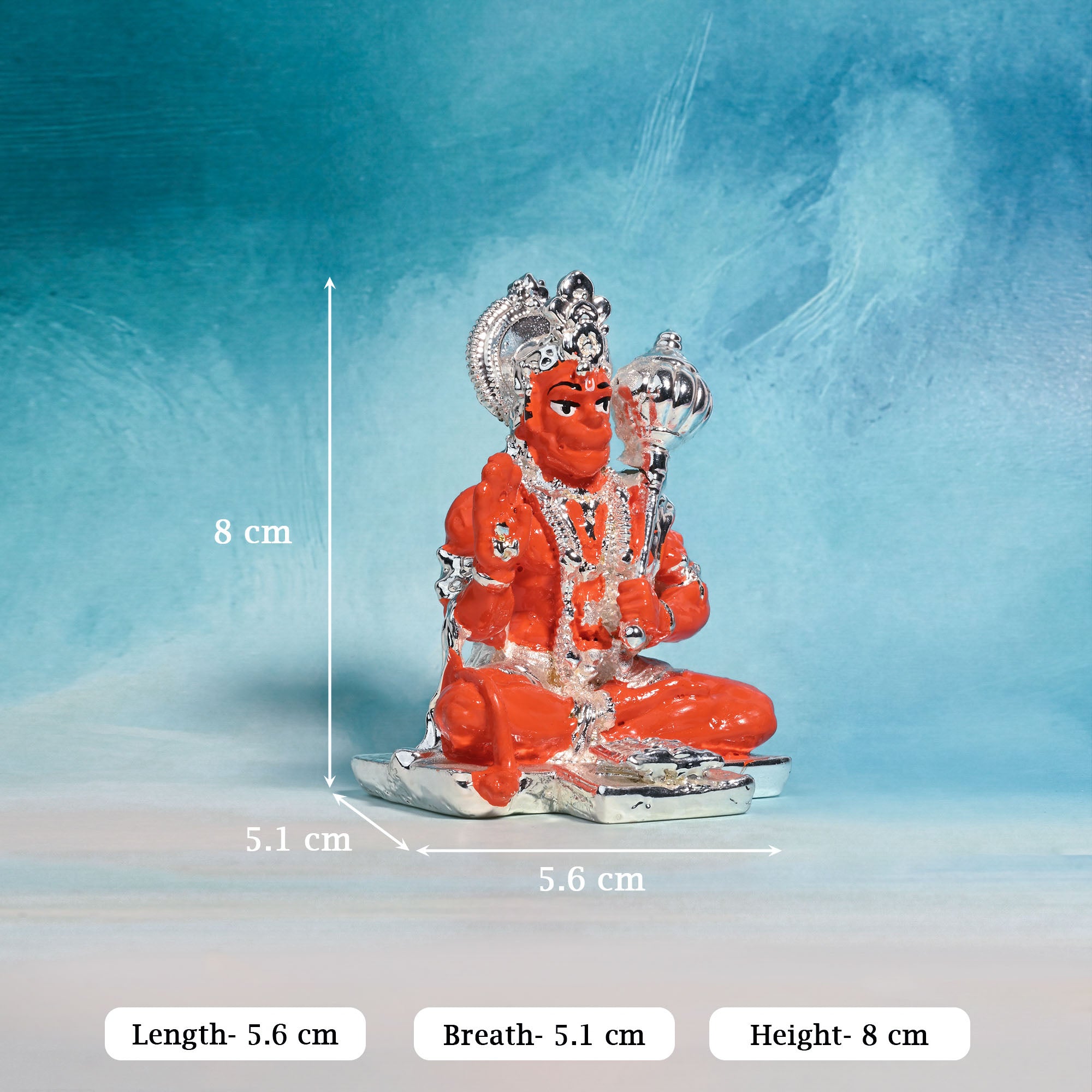 999 Silver Plated Hanuman Idol