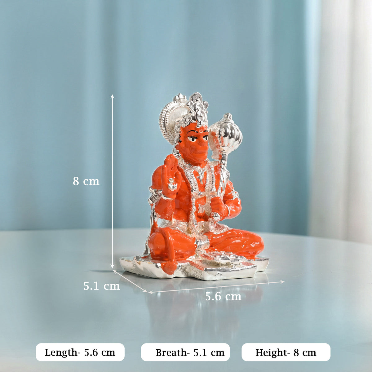 999 Silver Plated Hanuman Idol