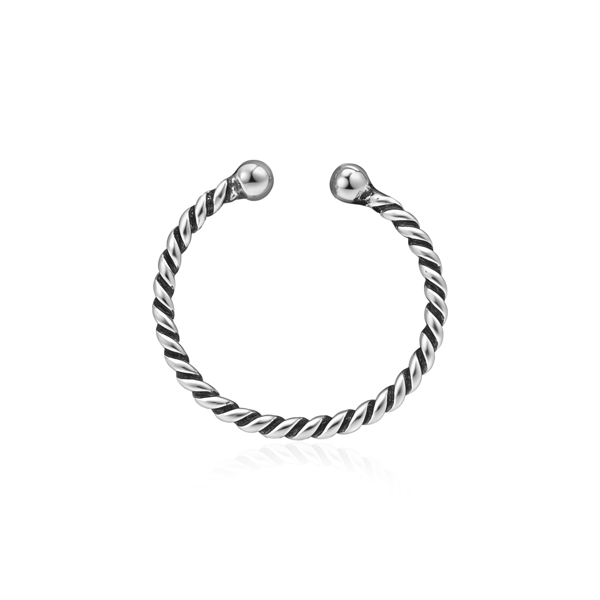 Oxidized Twisted Rope Silver Nose Hoop