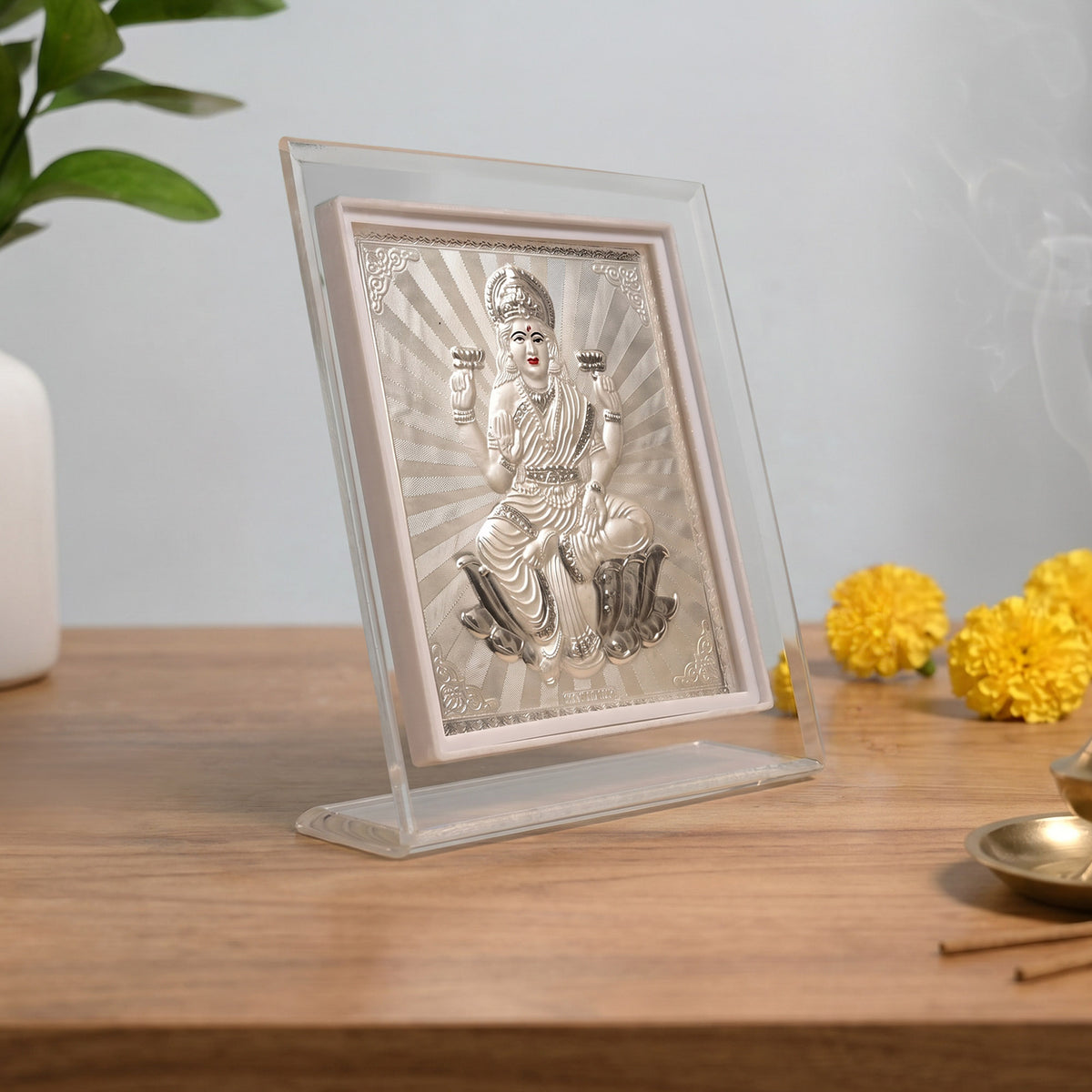 999 Silver Godess Lakshmi Idol Frame
