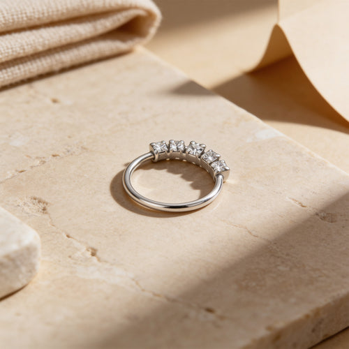 Five-Stone Zircon Silver Nose Hoop