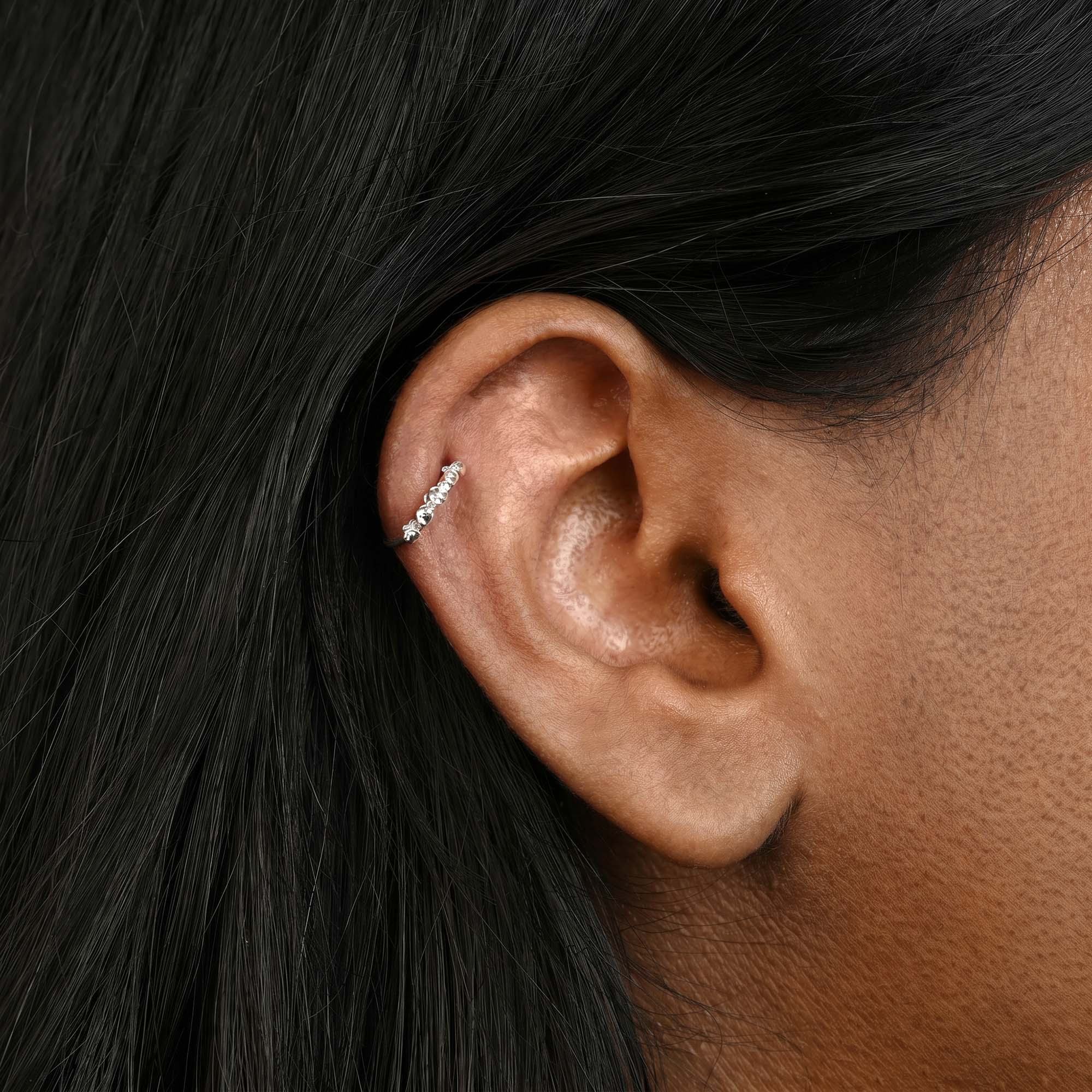 Five-Stone Zircon Helix Hoop Earring