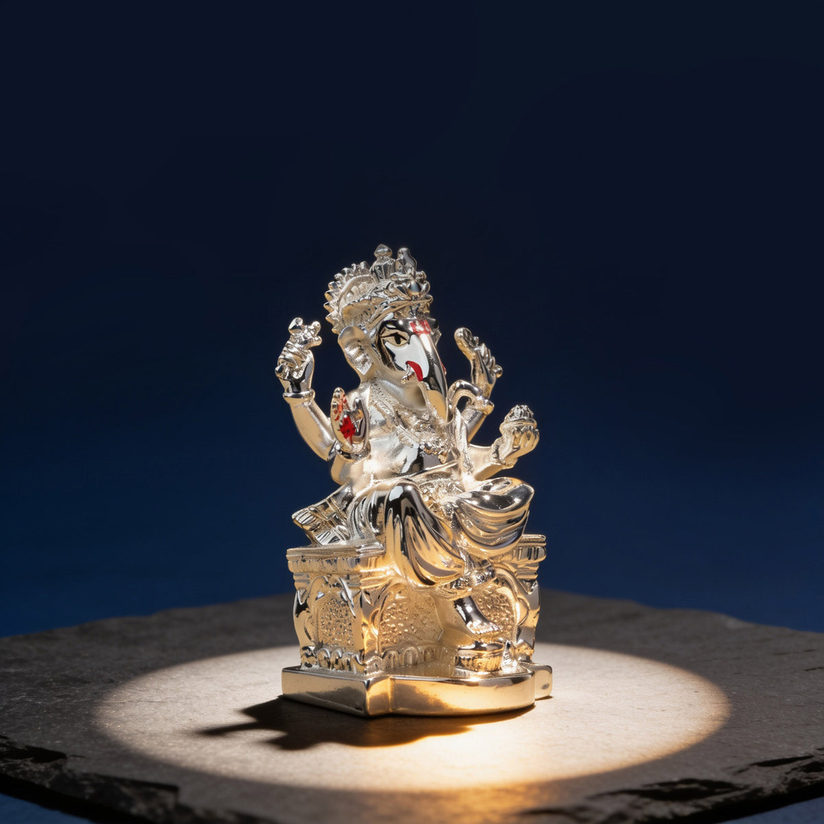 999 Silver Plated Ganesha Idol