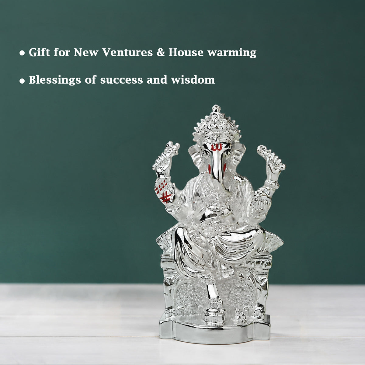 999 Silver Plated Ganesha Idol