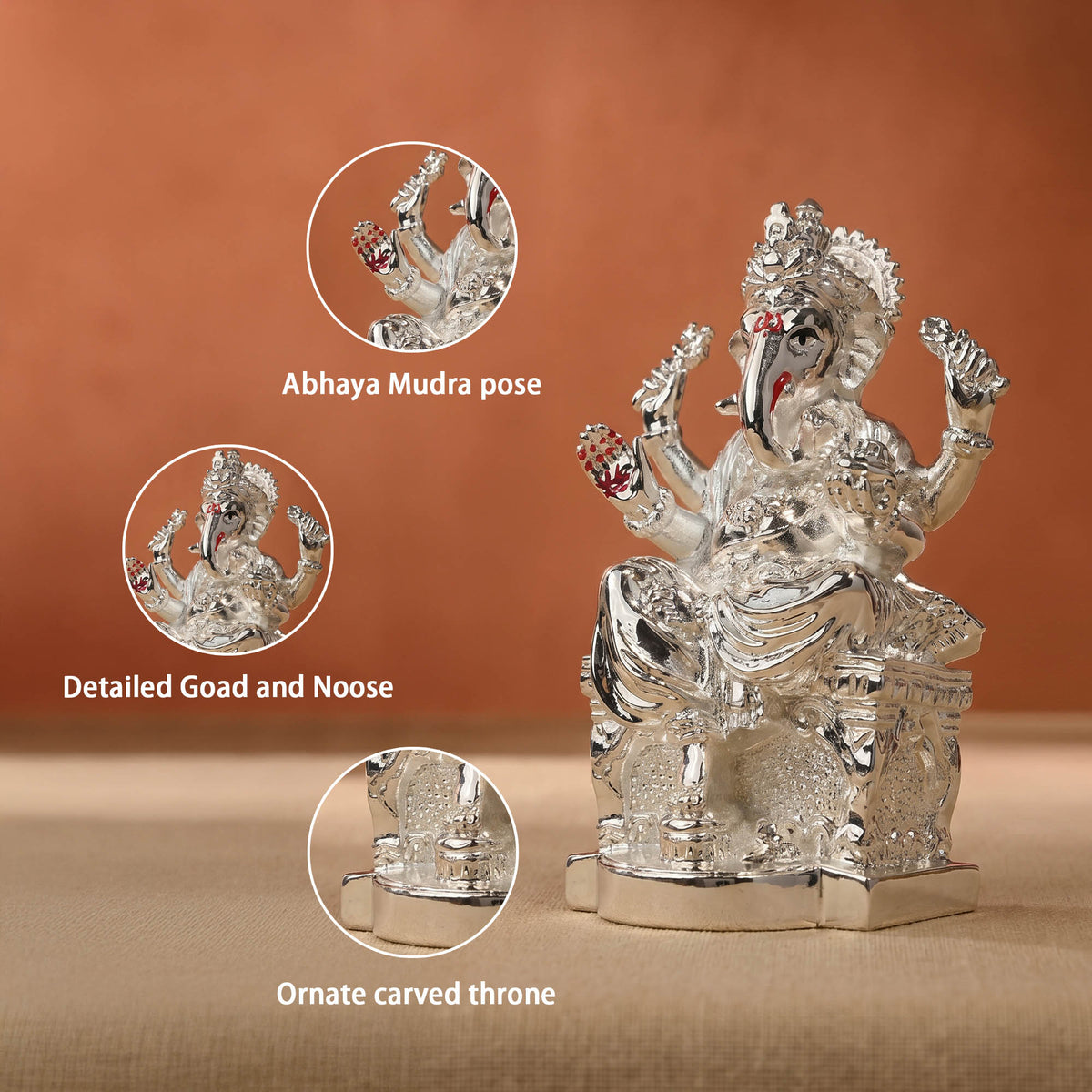 999 Silver Plated Ganesha Idol