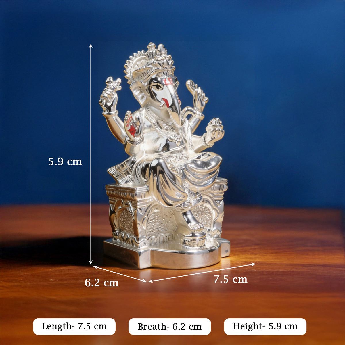 999 Silver Plated Ganesha Idol