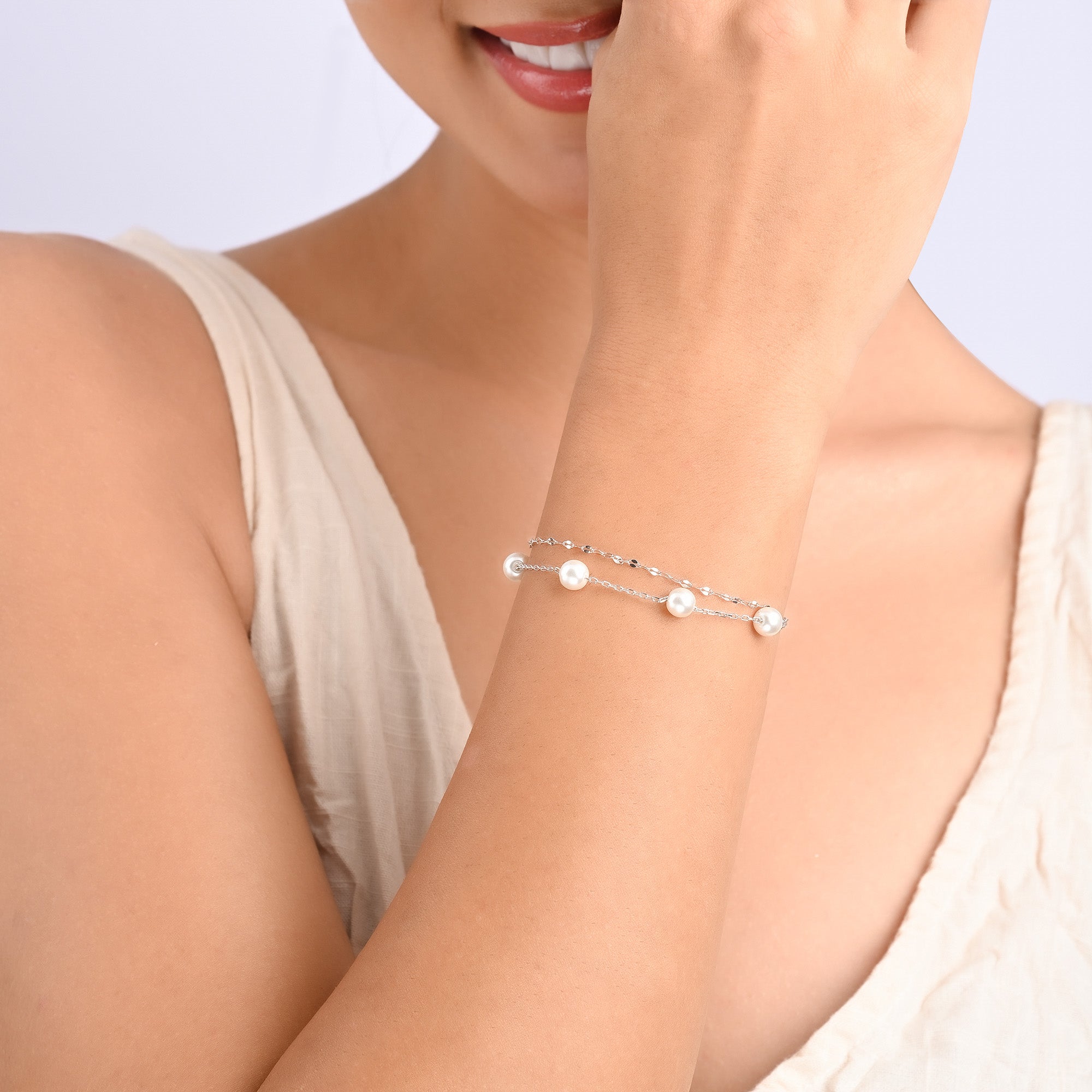 Single Pearl Silver Bracelet