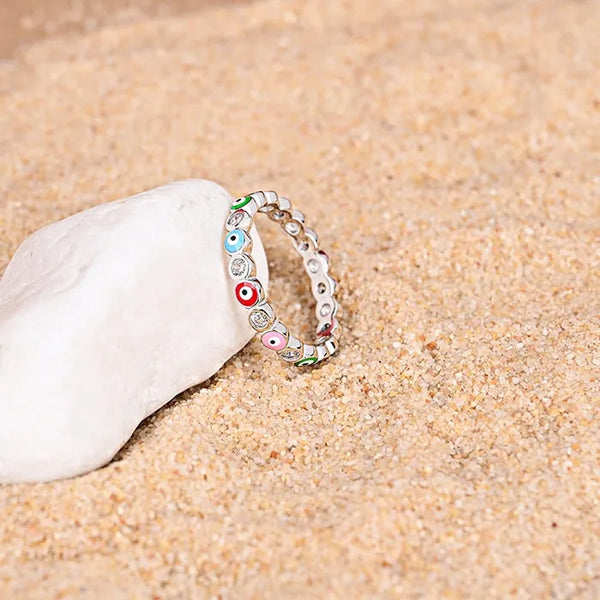 Colorful Evil Eye Ring - Touch925