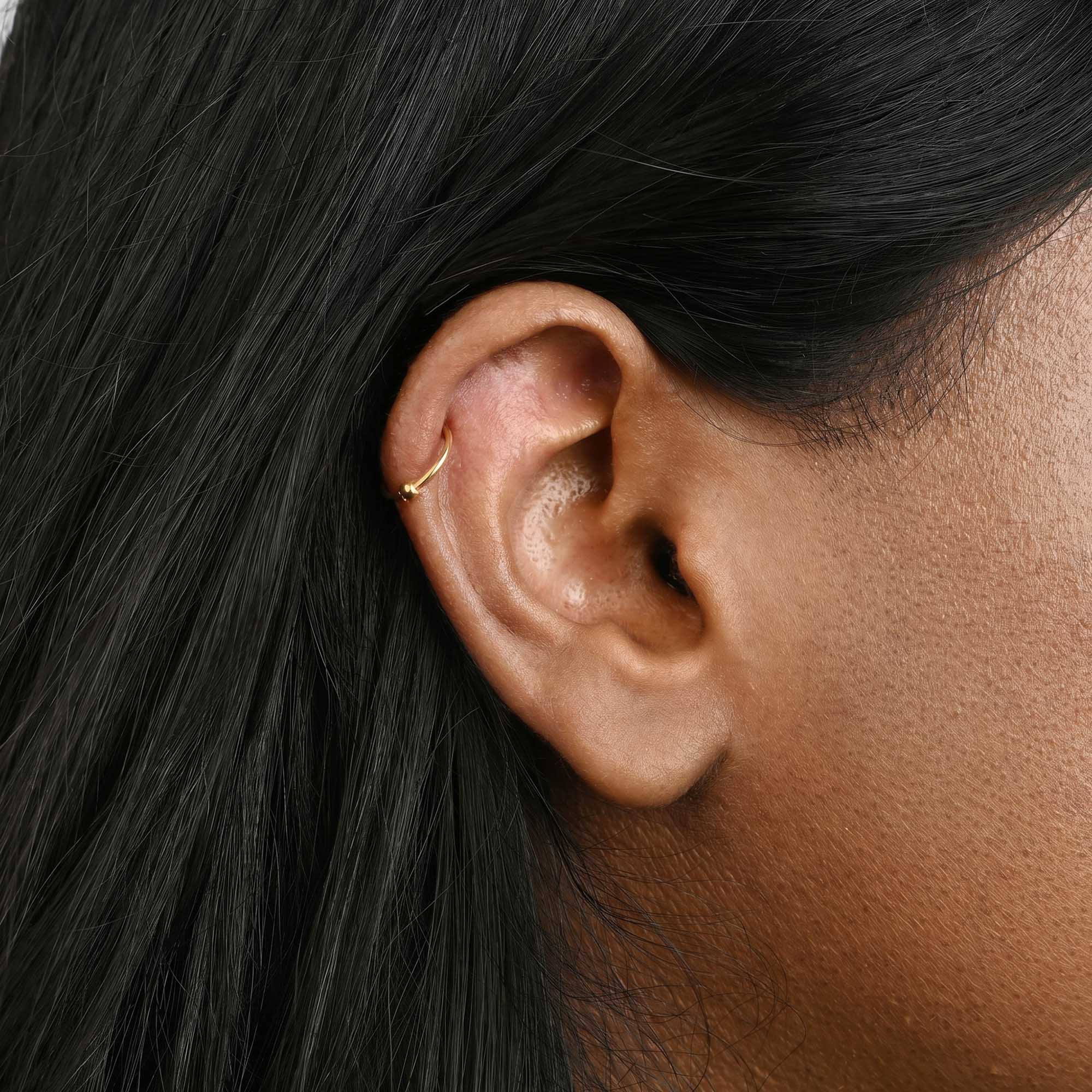 Minimalist Bead Helix Hoop Earring
