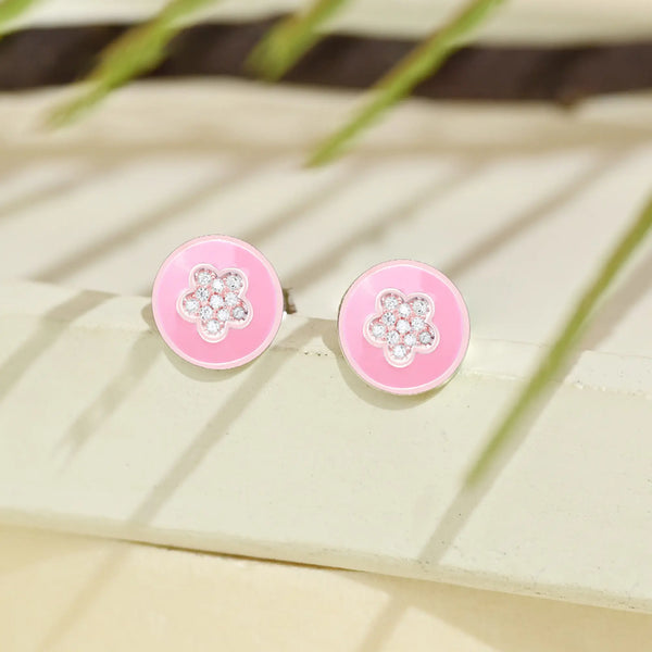 Pink Floral Studs