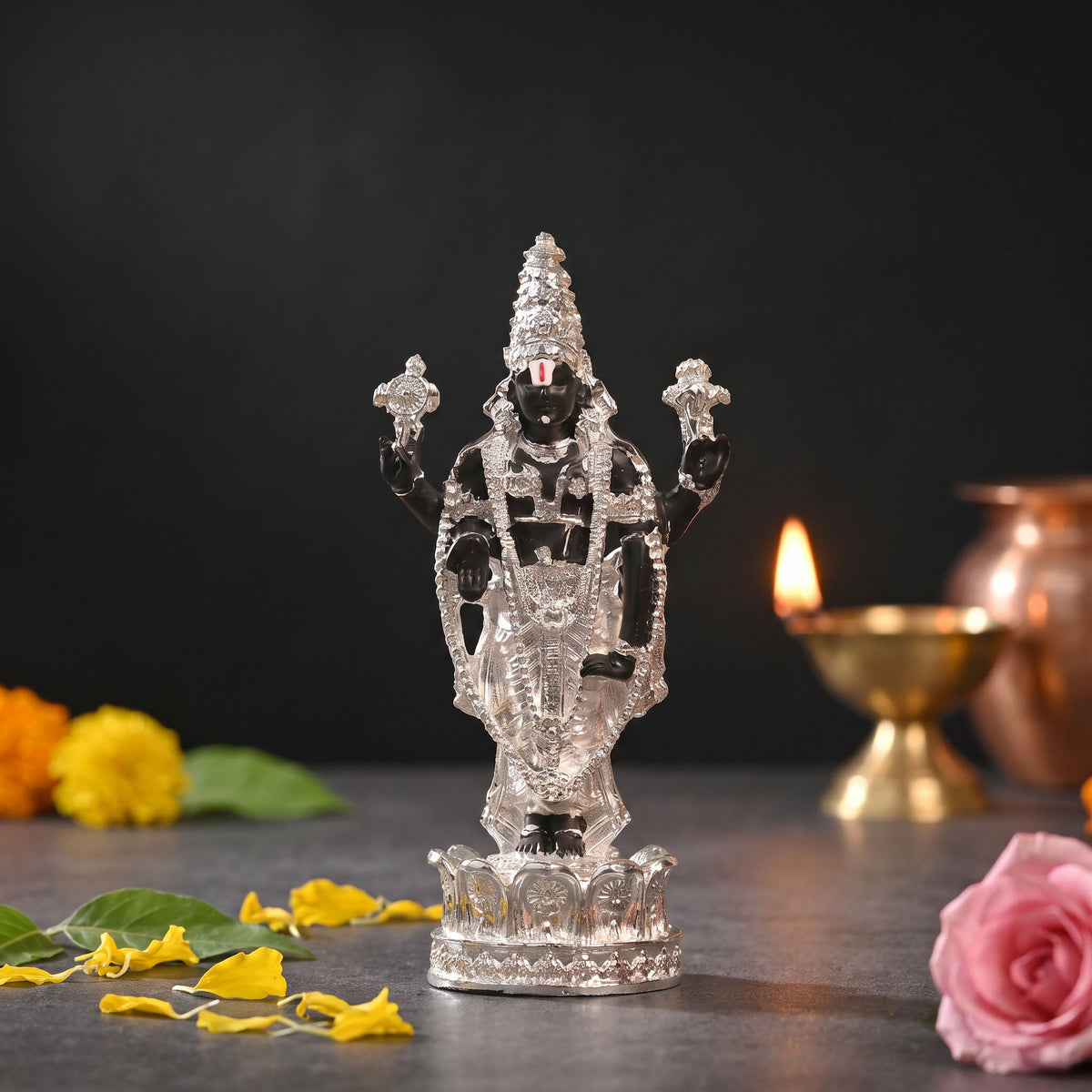 999 Silver Plated Tirupati Balaji Idol