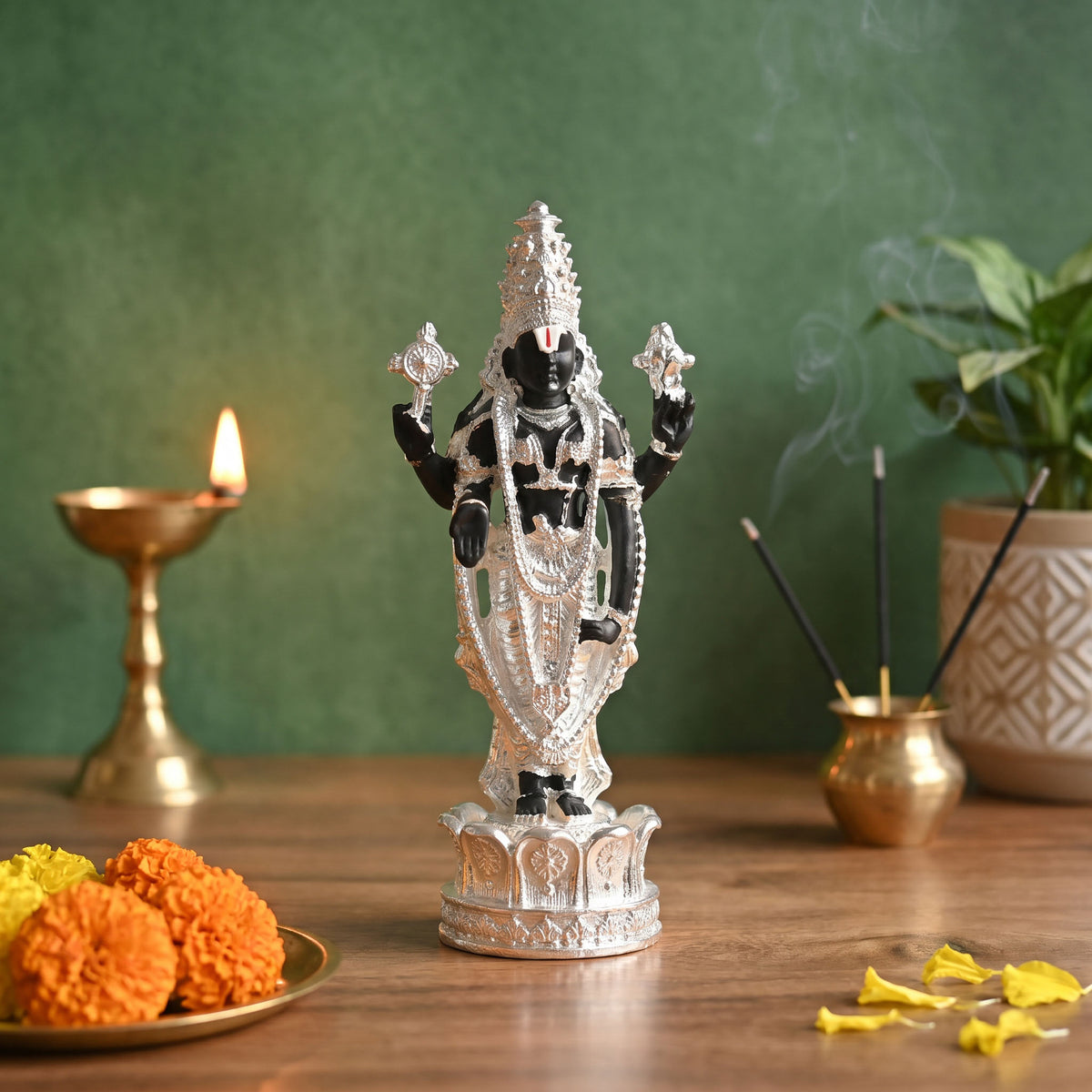 999 Silver Plated Tirupati Balaji Idol