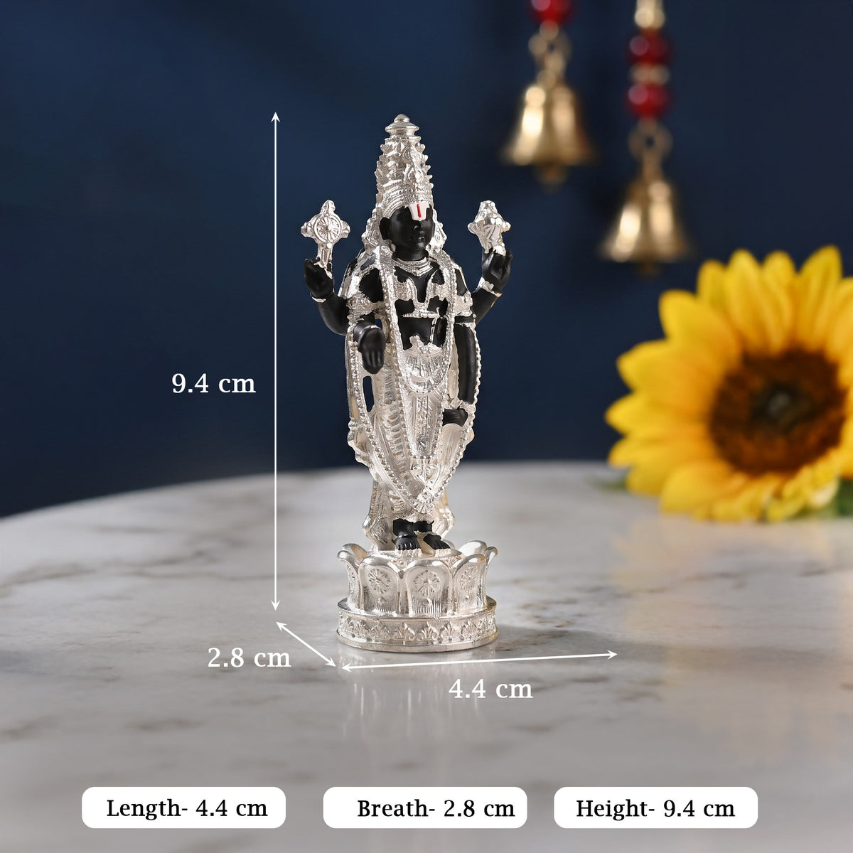 999 Silver Plated Tirupati Balaji Idol