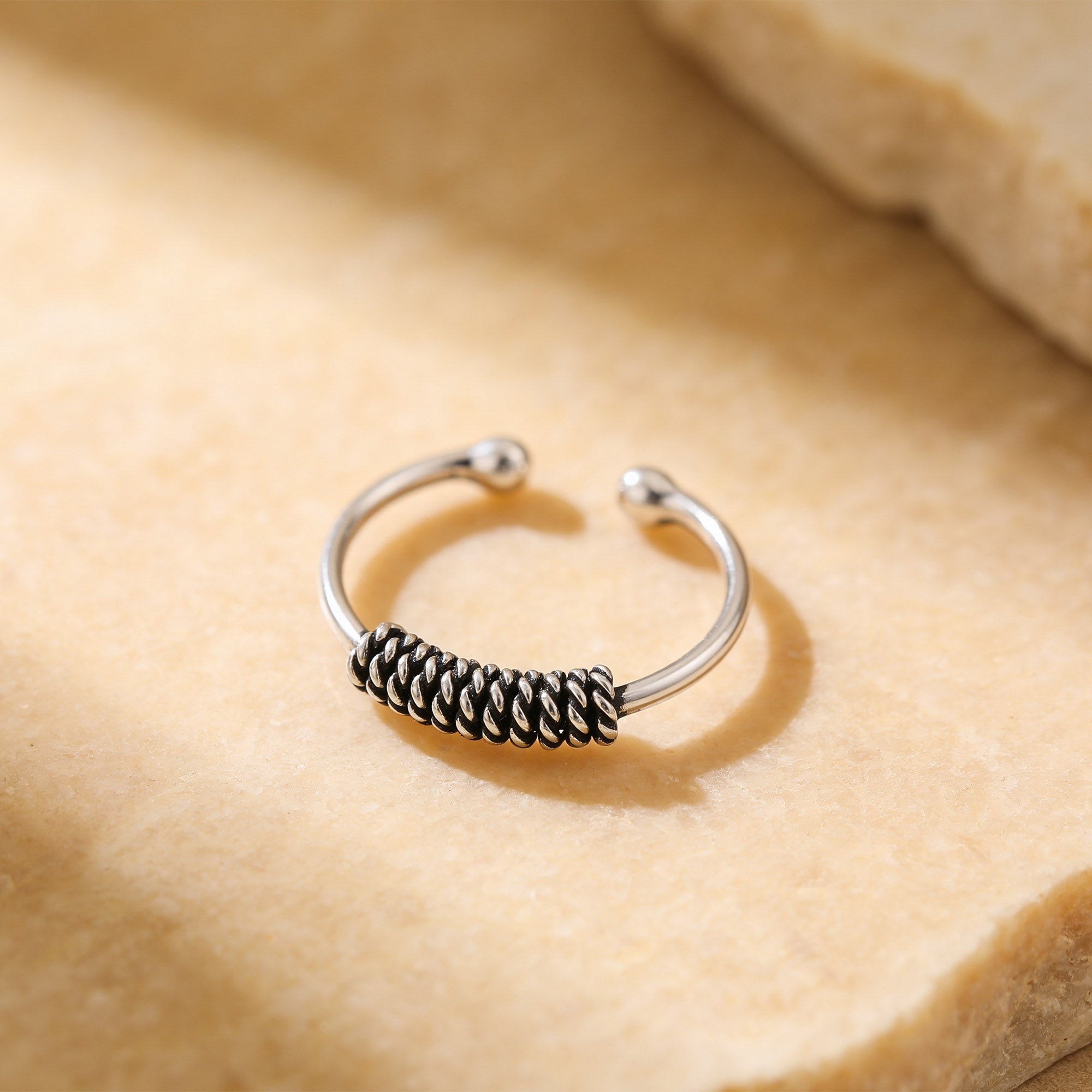 Oxidized Braided Silver Nose Hoop