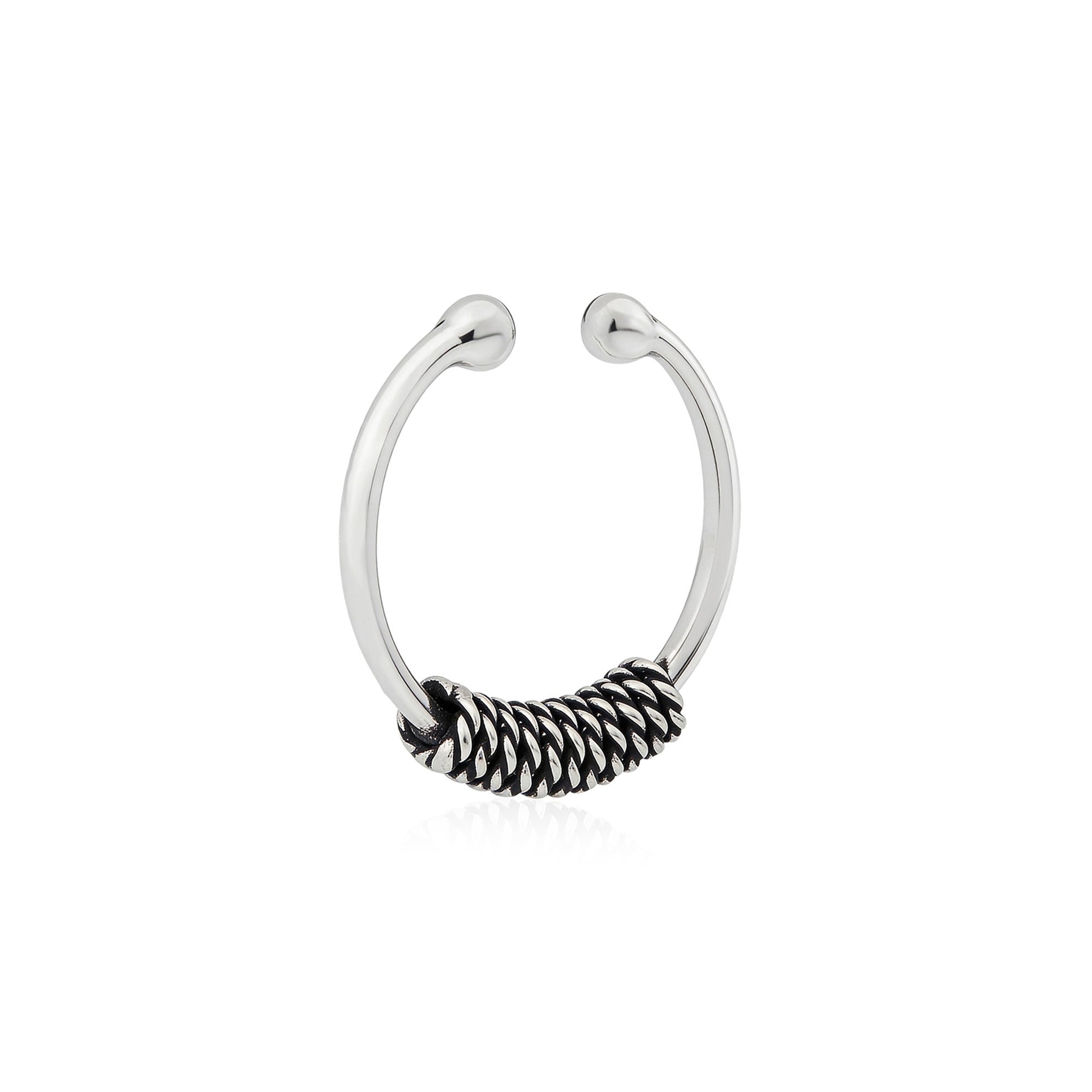 Oxidized Braided Silver Nose Hoop