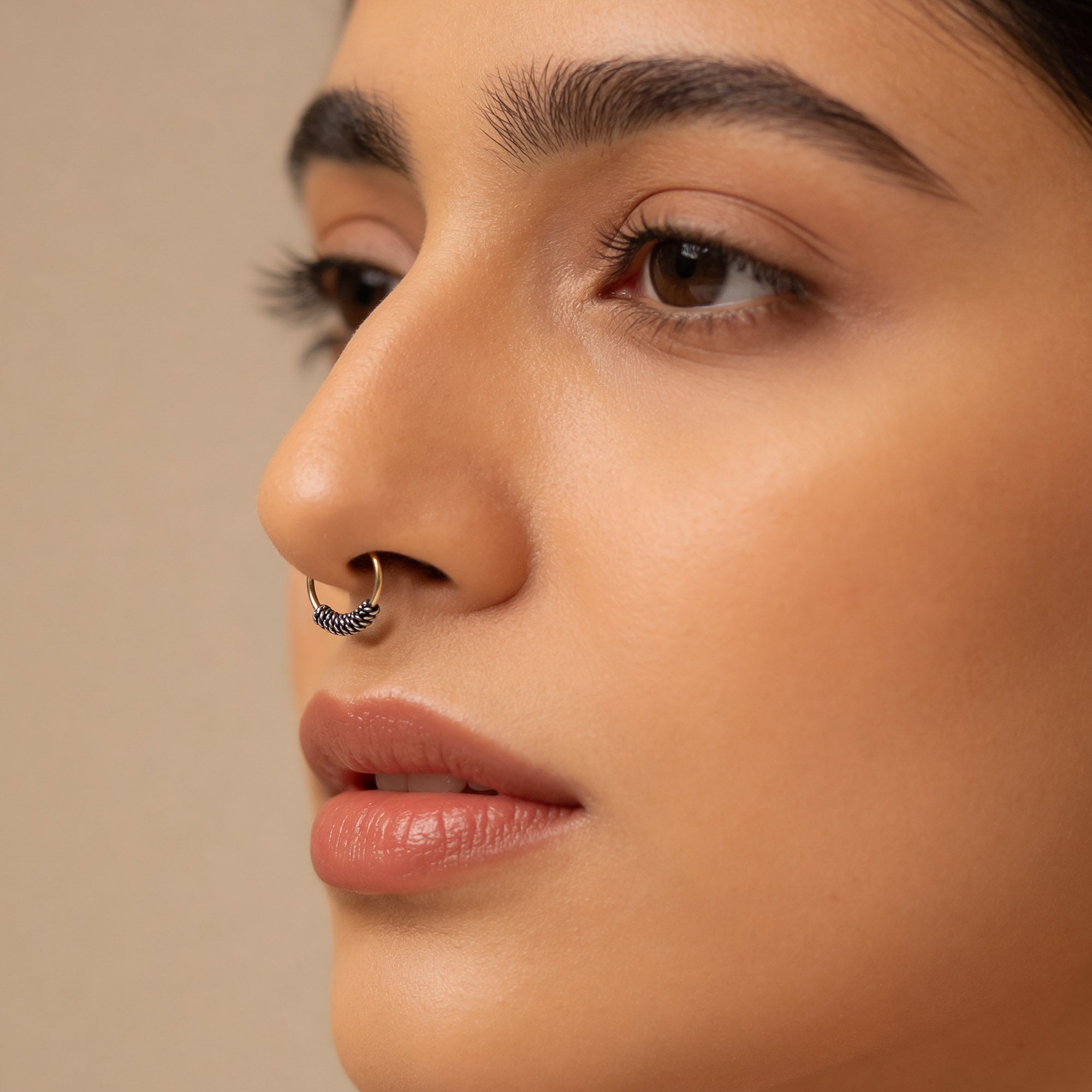 Oxidized Braided Silver Nose Hoop