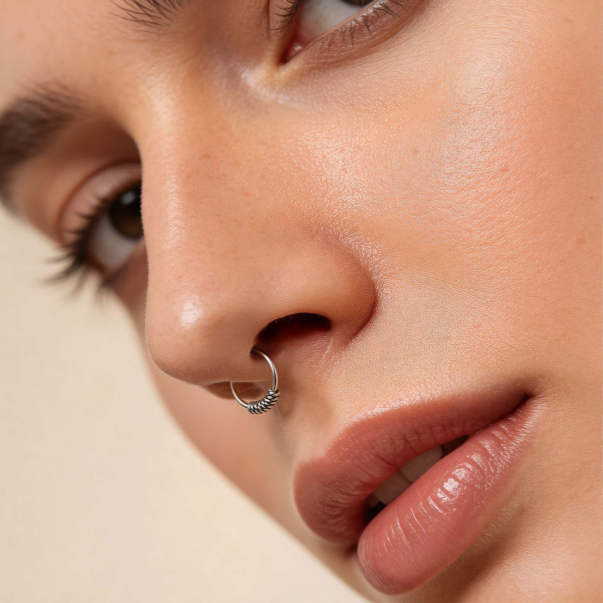 Oxidized Braided Silver Nose Hoop