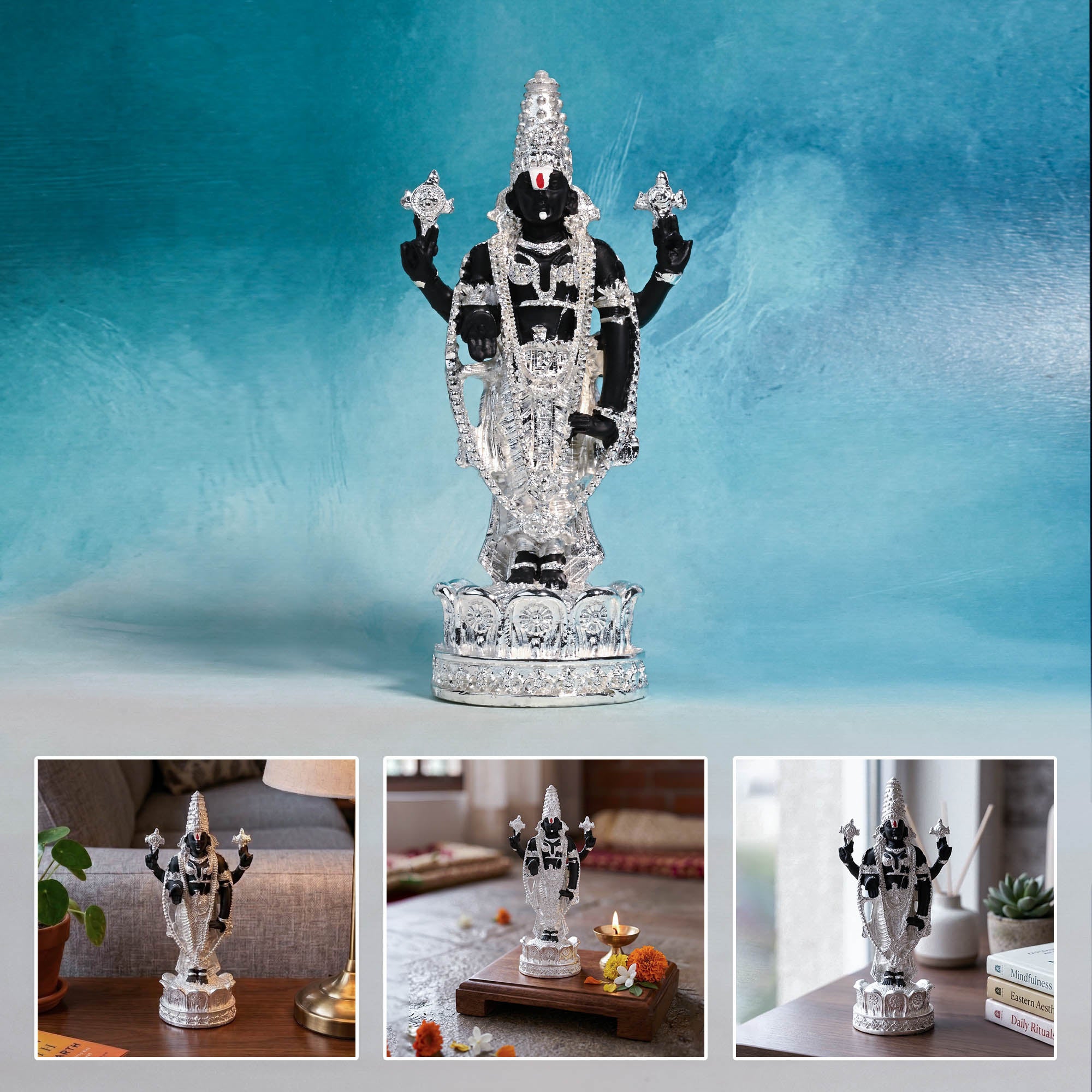 999 Silver Plated Tirupati Balaji Idol