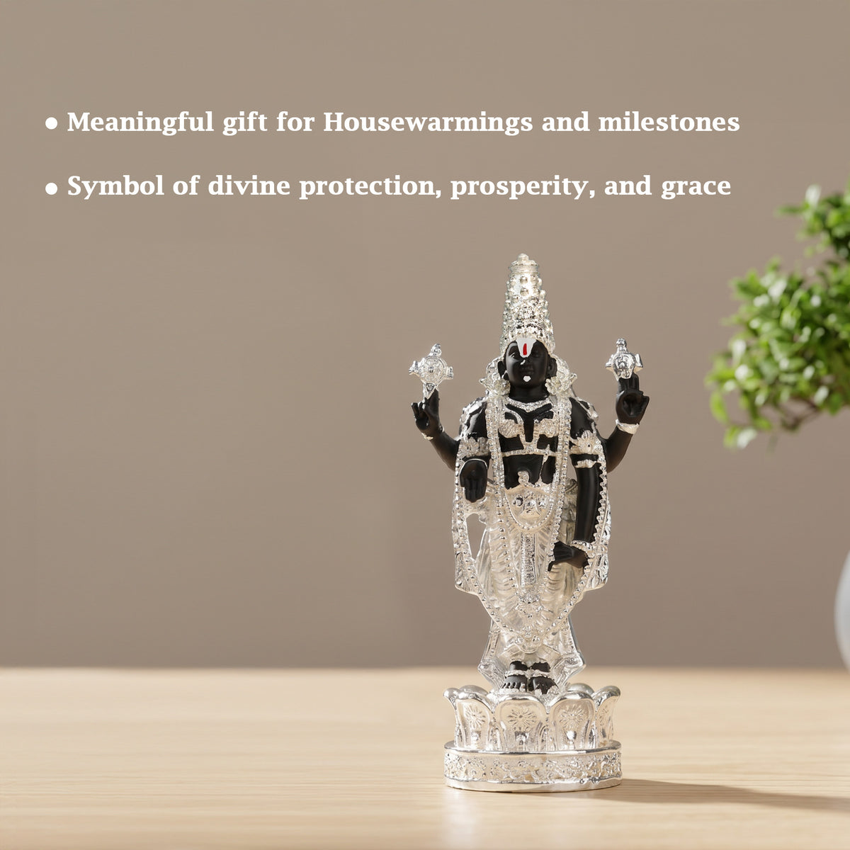 999 Silver Plated Tirupati Balaji Idol