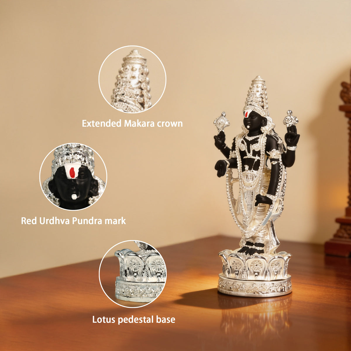 999 Silver Plated Tirupati Balaji Idol