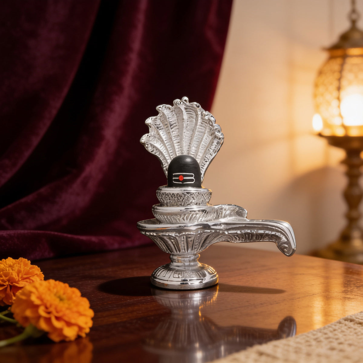 999 Silver Plated Shiva Lingam Idol