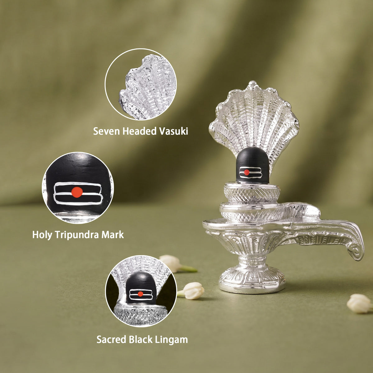999 Silver Plated Shiva Lingam Idol