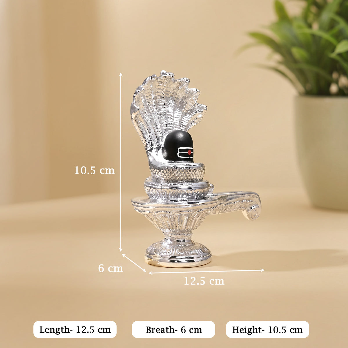 999 Silver Plated Shiva Lingam Idol