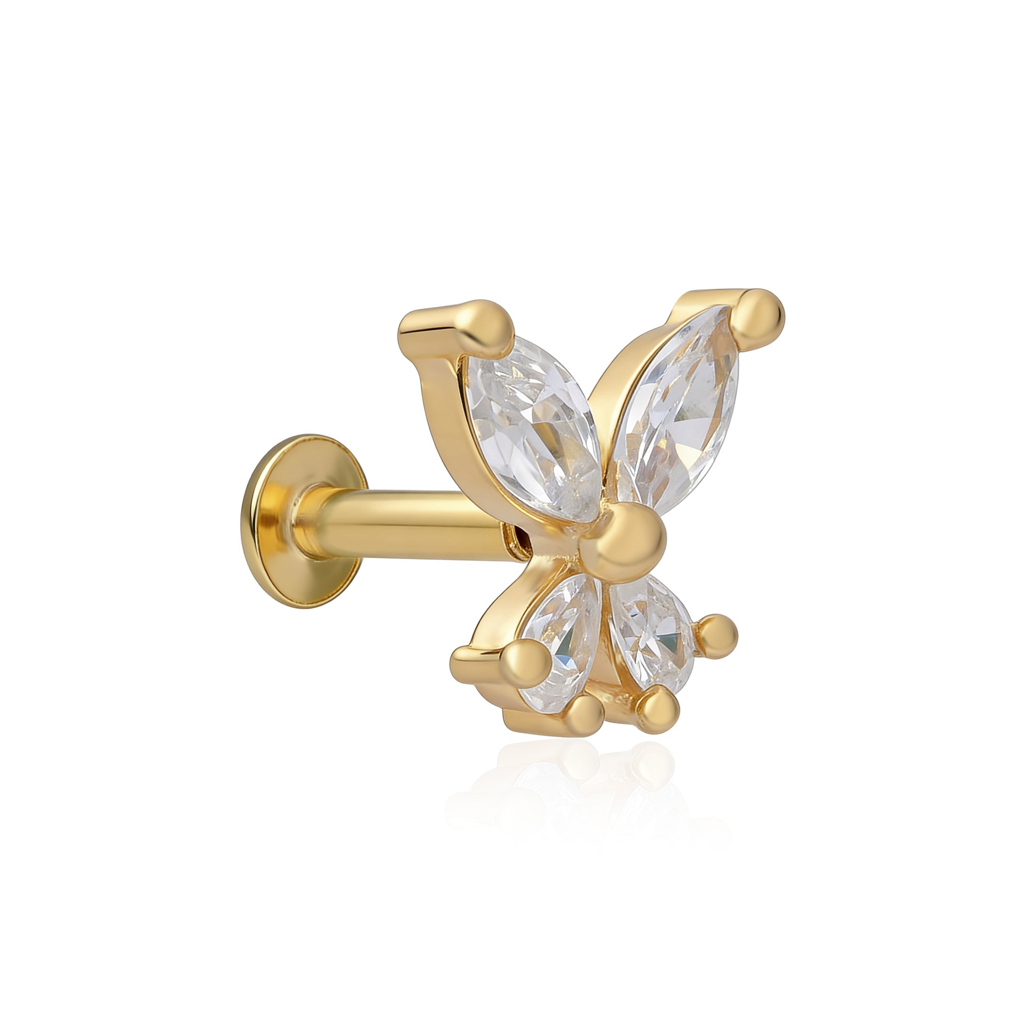 Sparkling Zircon Butterfly Nose Pin