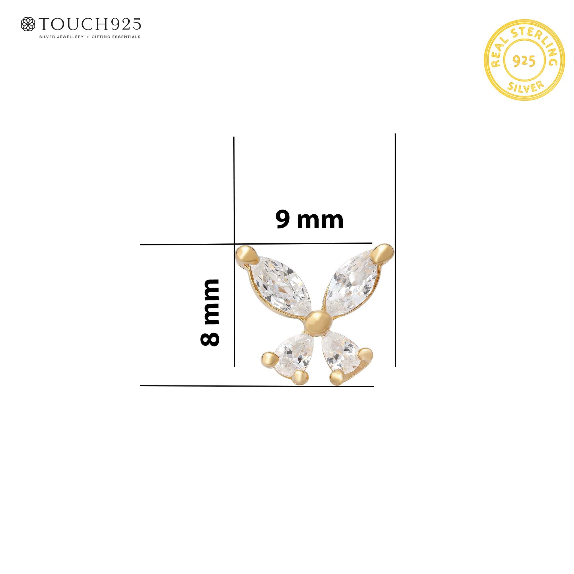 Sparkling Zircon Butterfly Nose Pin