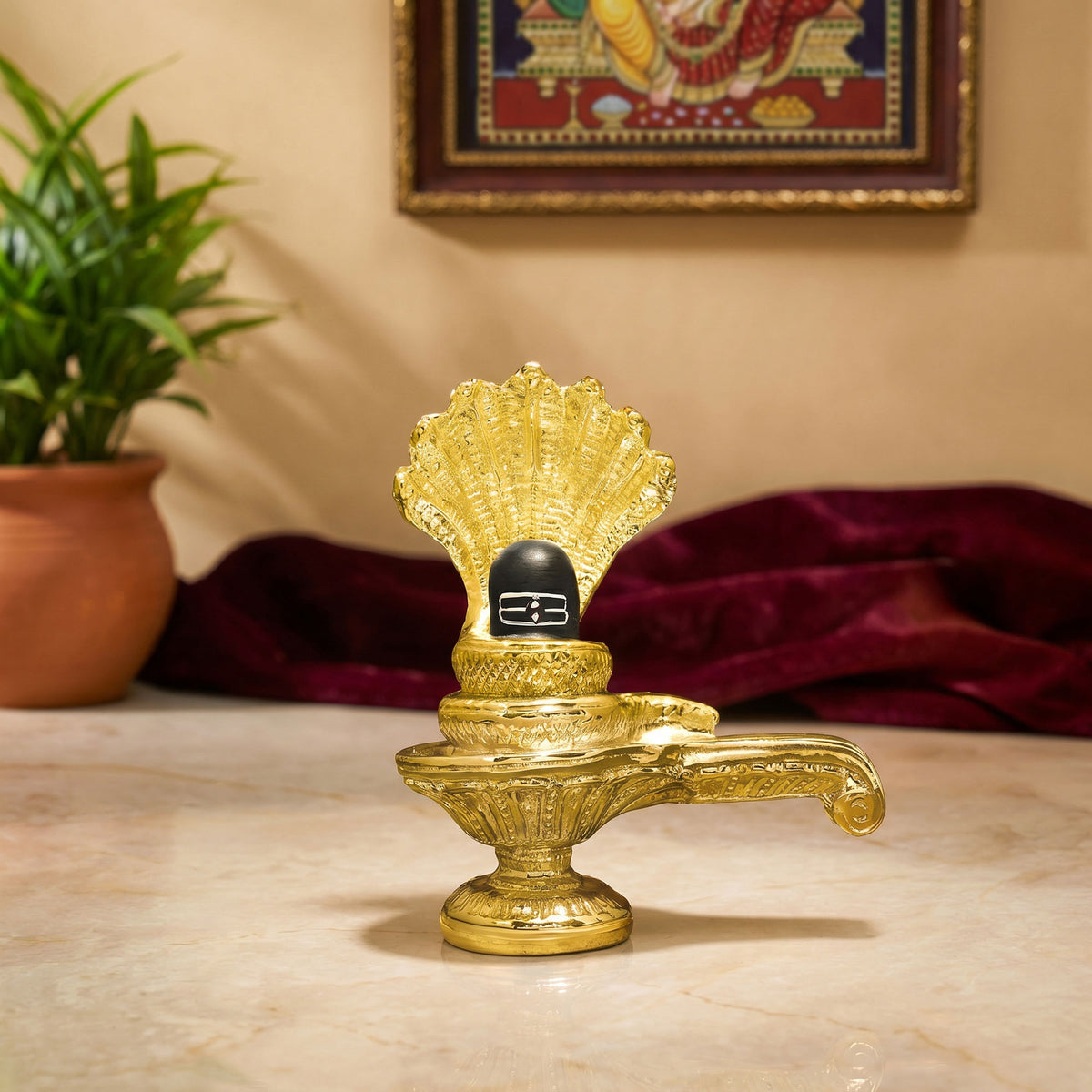 999 Silver Plated Golden Shiva Lingam