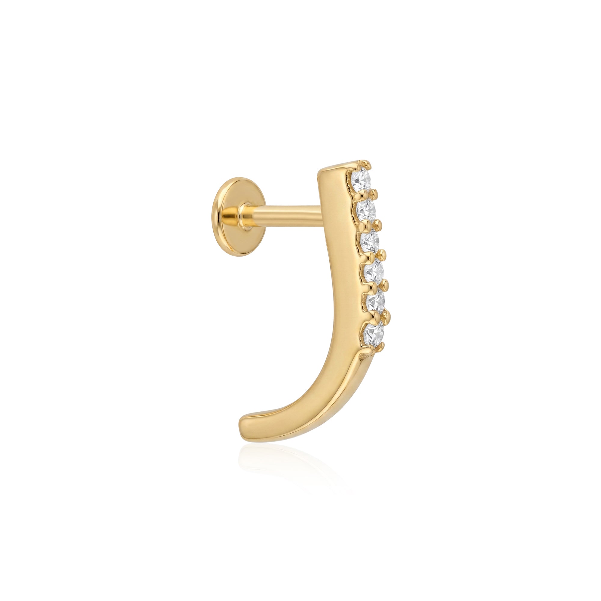 Seven-Stone Curved Zircon Silver Nose Pin