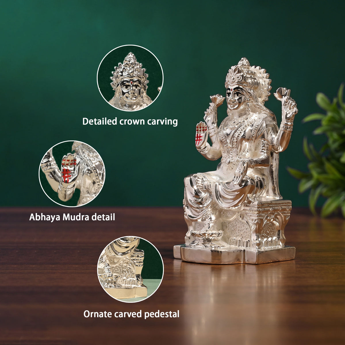 999 Silver Plated Lakshmi Idol