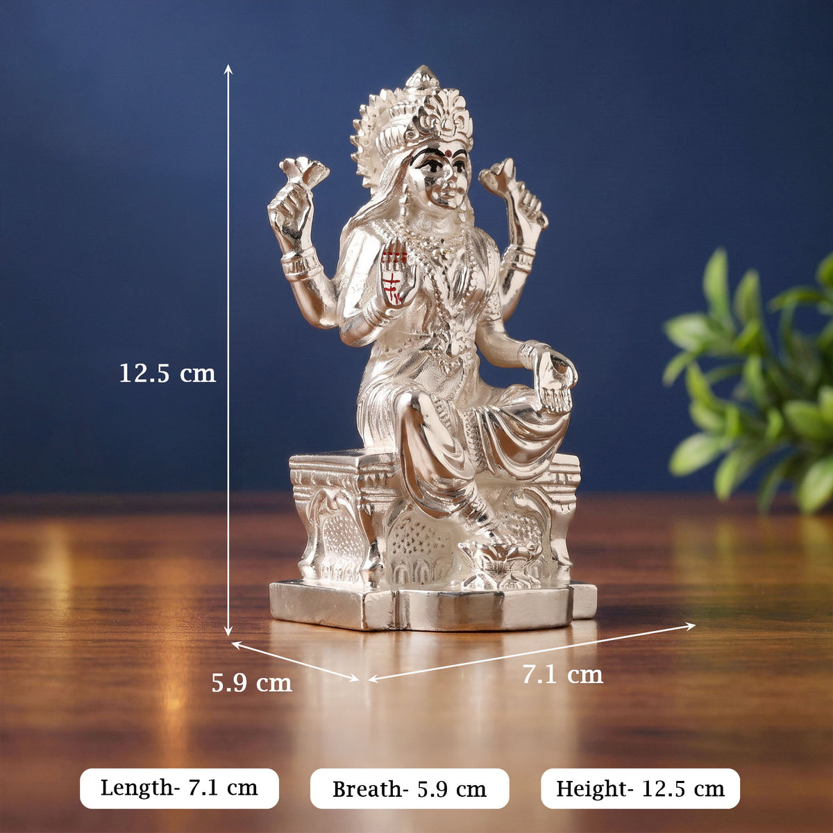 999 Silver Plated Lakshmi Idol