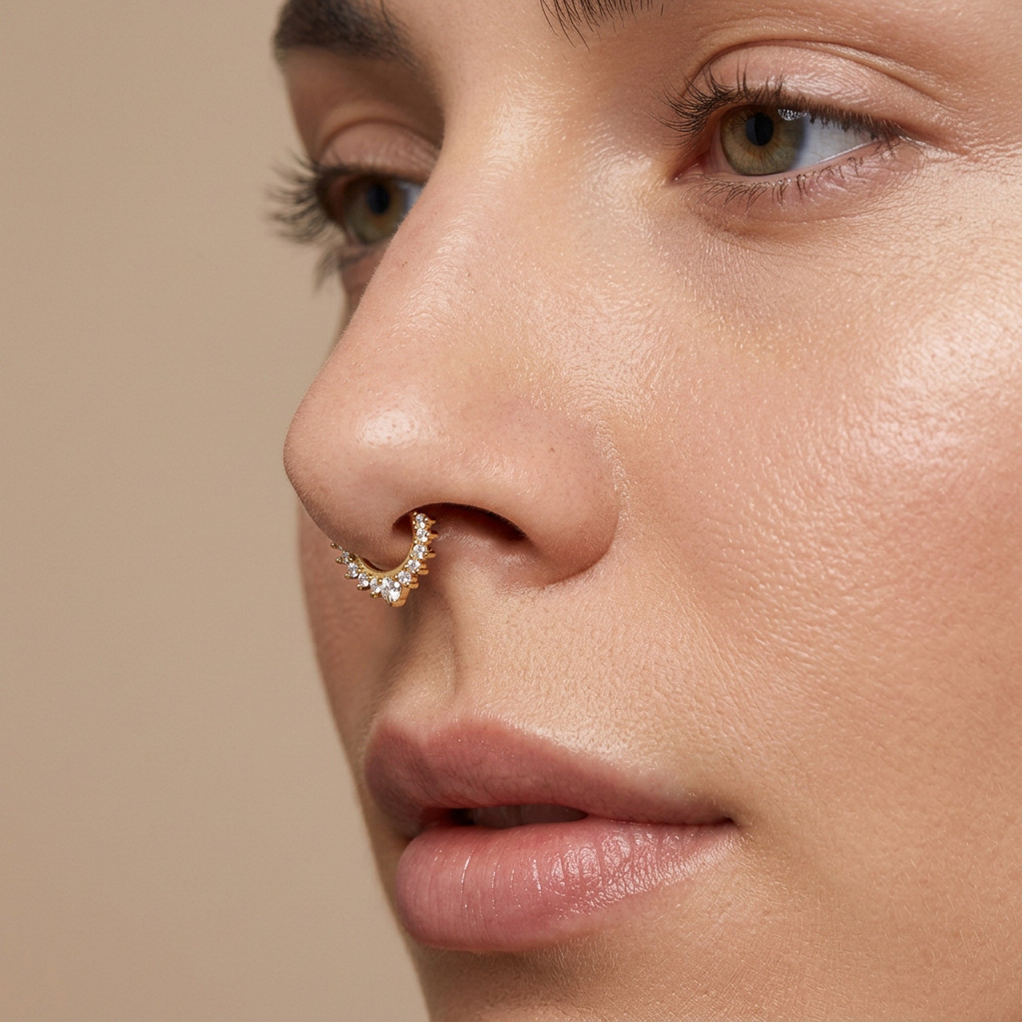 Zircon Halo Hoop Silver Nose Ring
