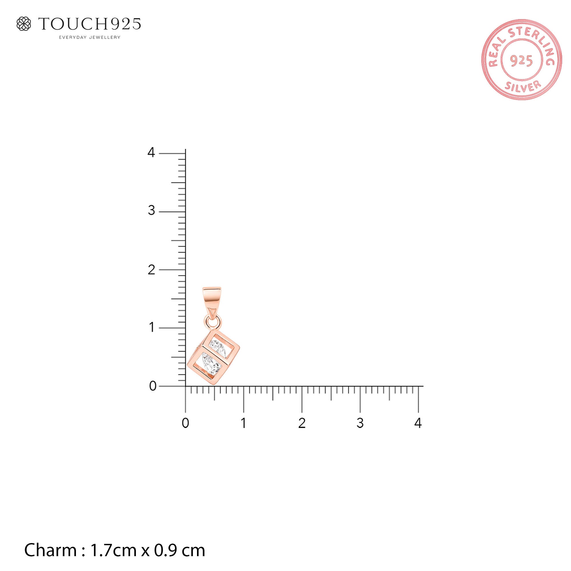 Stacked Square CZ Silver Pendant