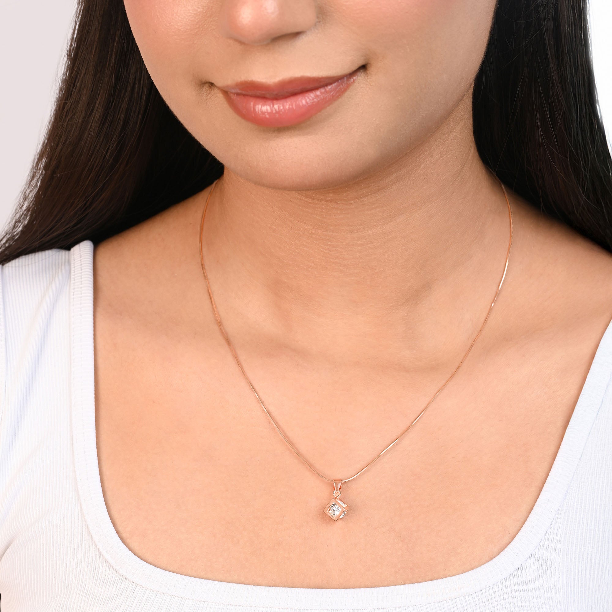 Stacked Square CZ Silver Pendant