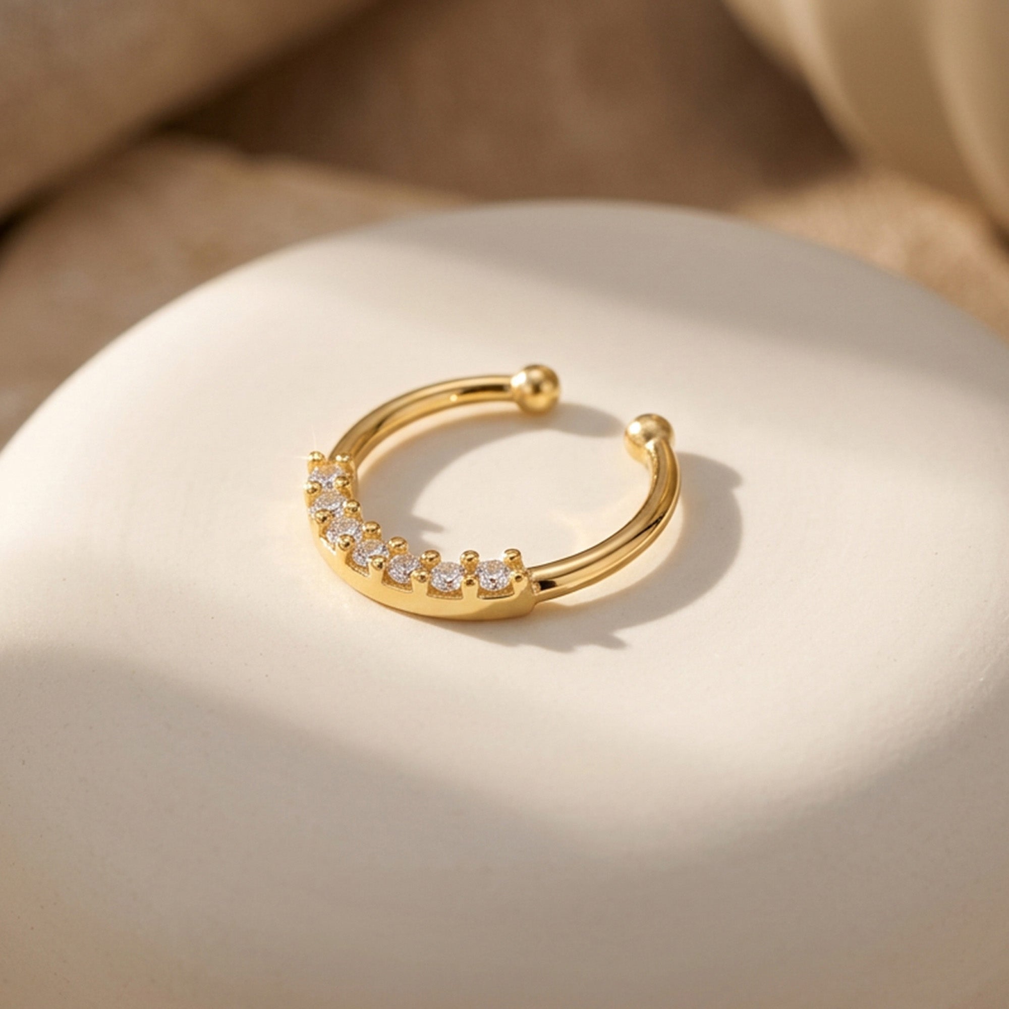 Classic Zircon Hoop Silver Septum Ring
