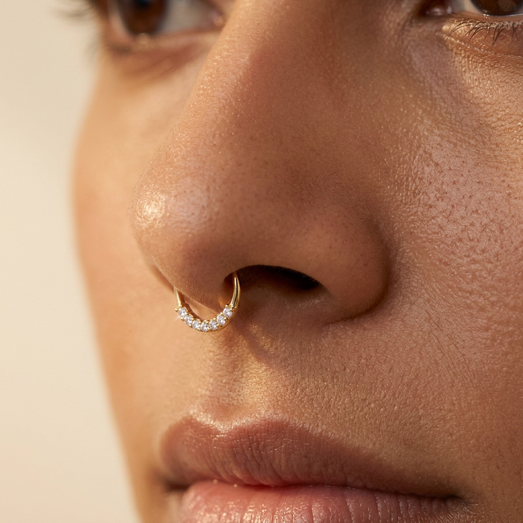 Classic Zircon Hoop Silver Septum Ring