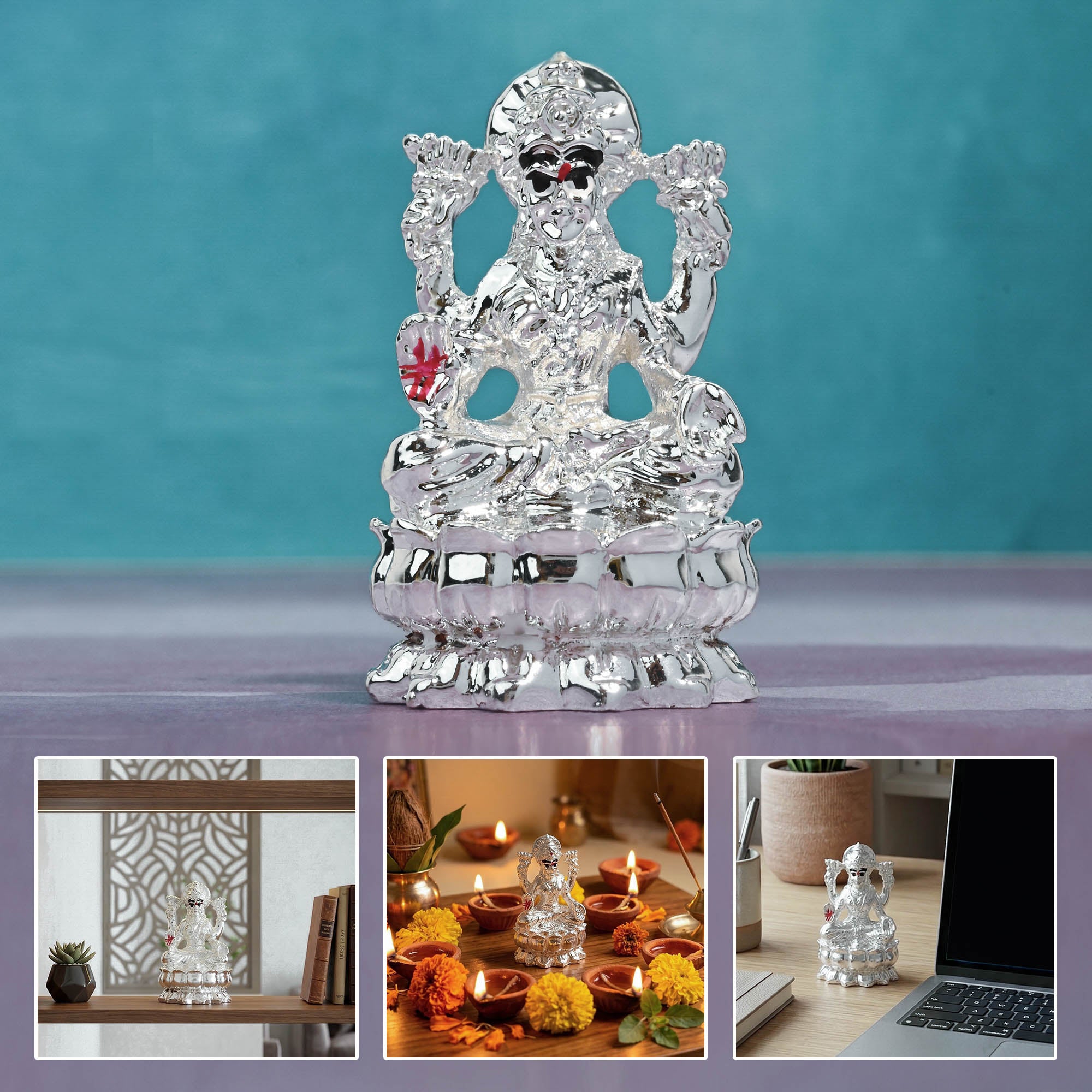 999 Silver Plated Lakshmi Idol