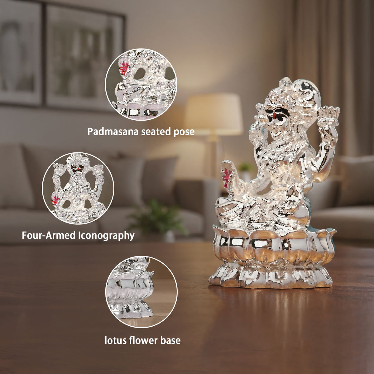 999 Silver Plated Lakshmi Idol
