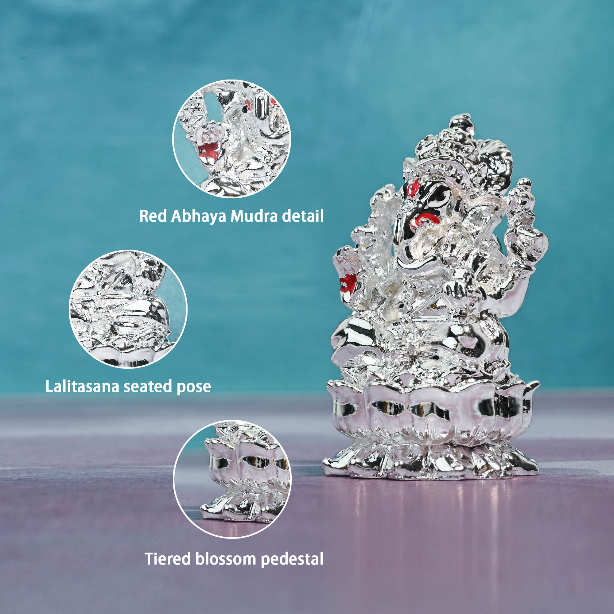 999 Silver Plated Ganesha Idol