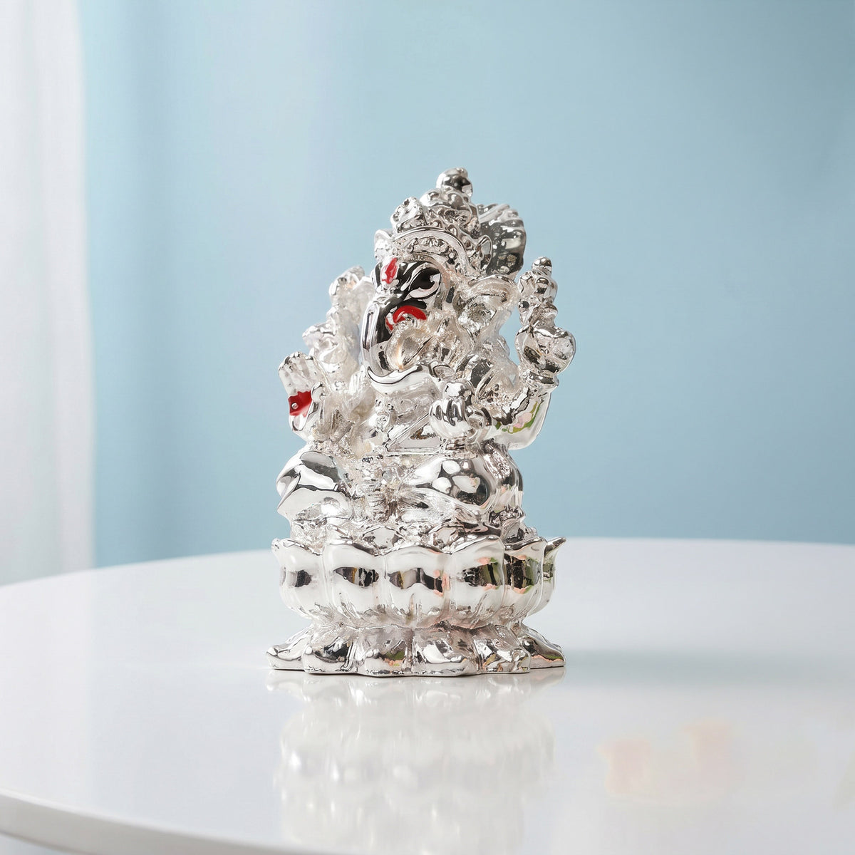 999 Silver Plated Ganesha Idol