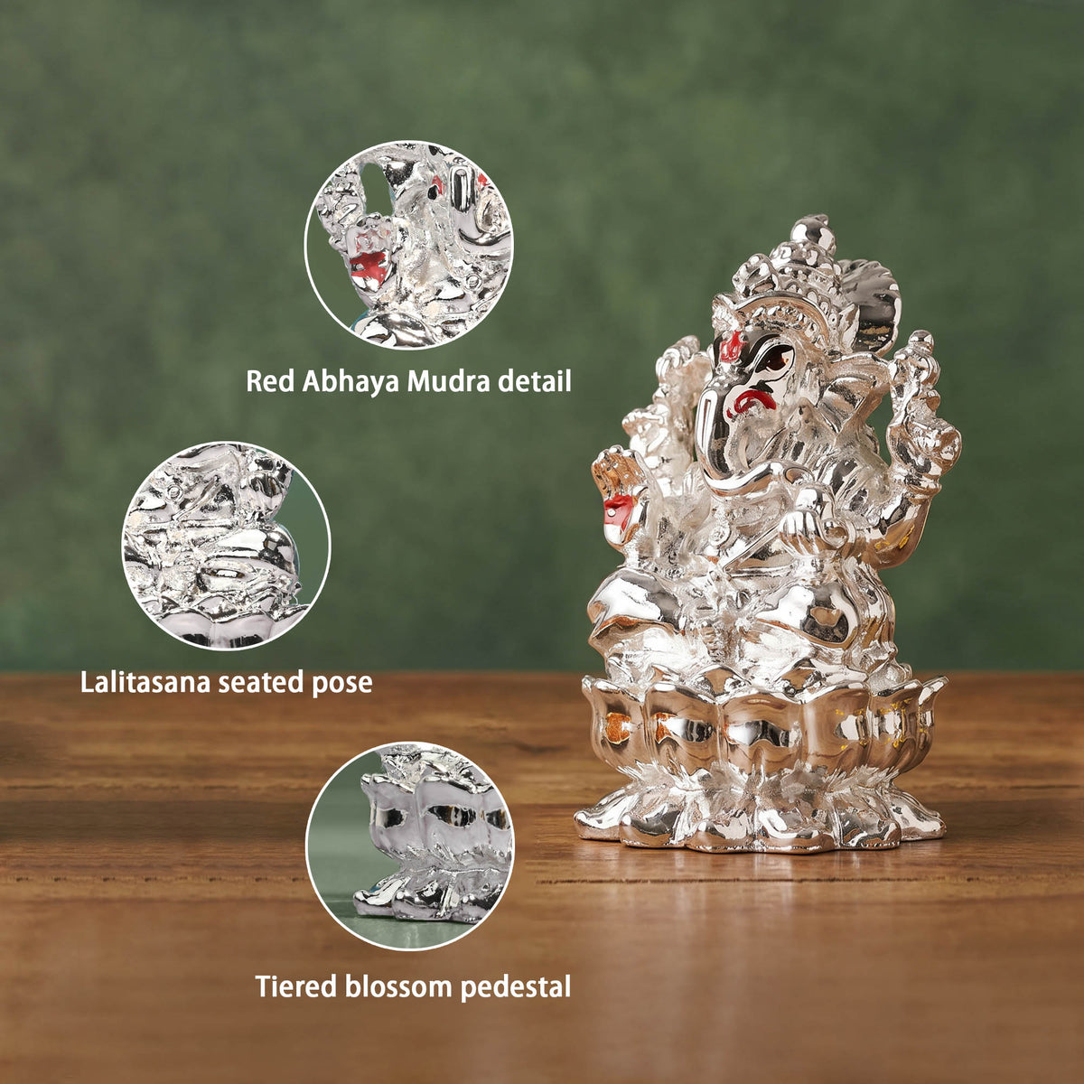 999 Silver Plated Ganesha Idol