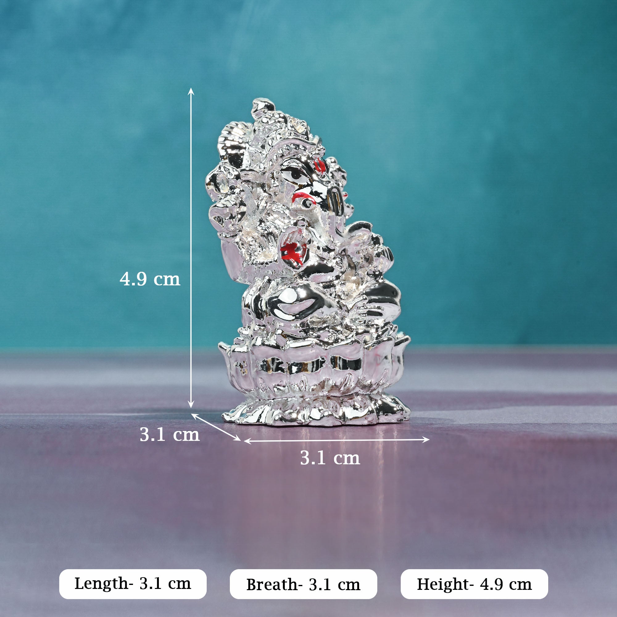 999 Silver Plated Ganesha Idol