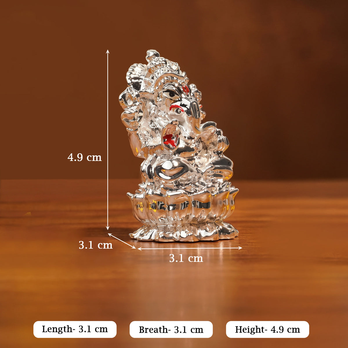 999 Silver Plated Ganesha Idol