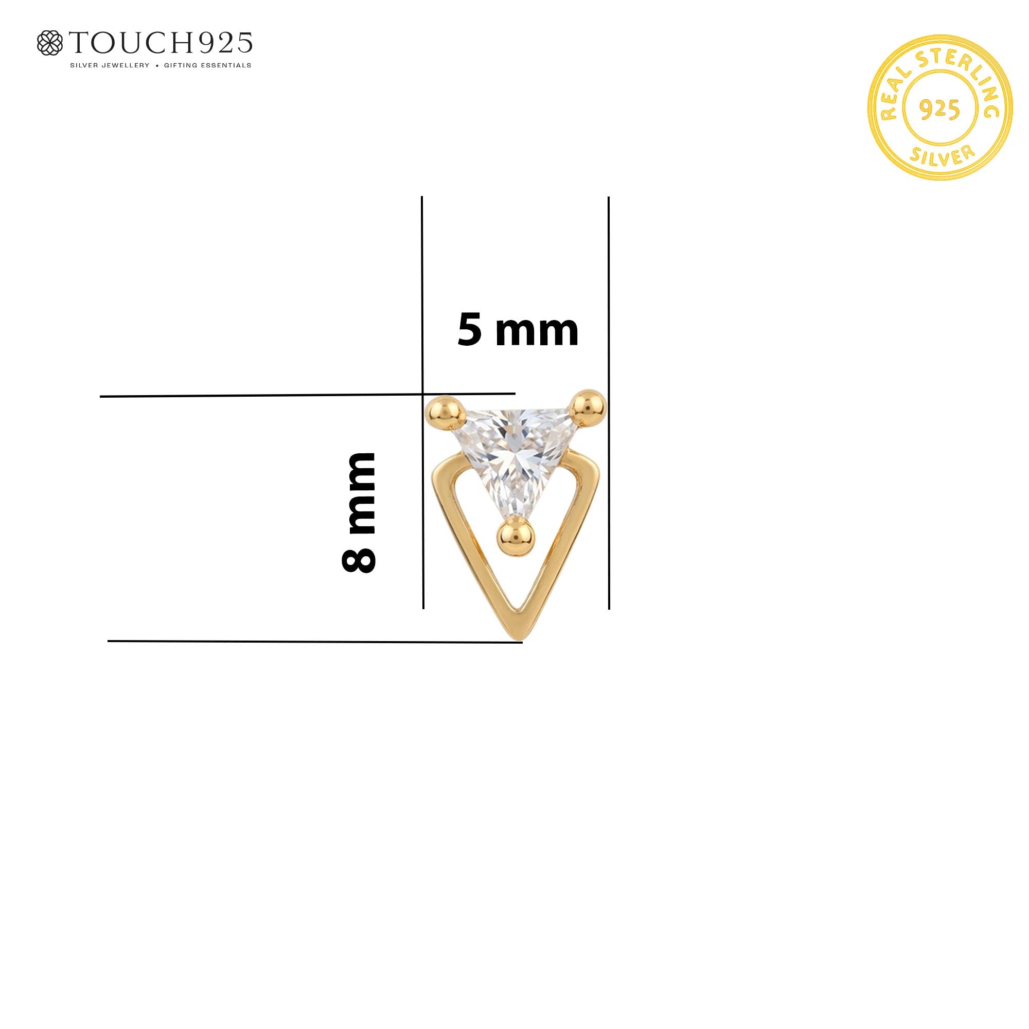 Geometric Triangle Silver Nose Pin