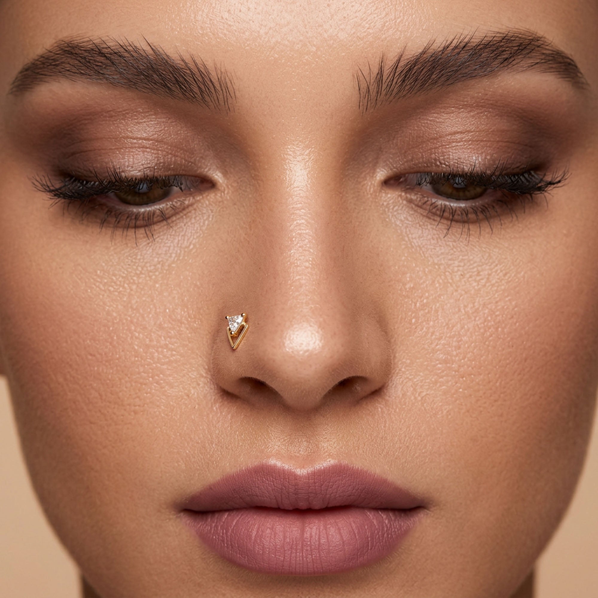 Geometric Triangle Silver Nose Pin